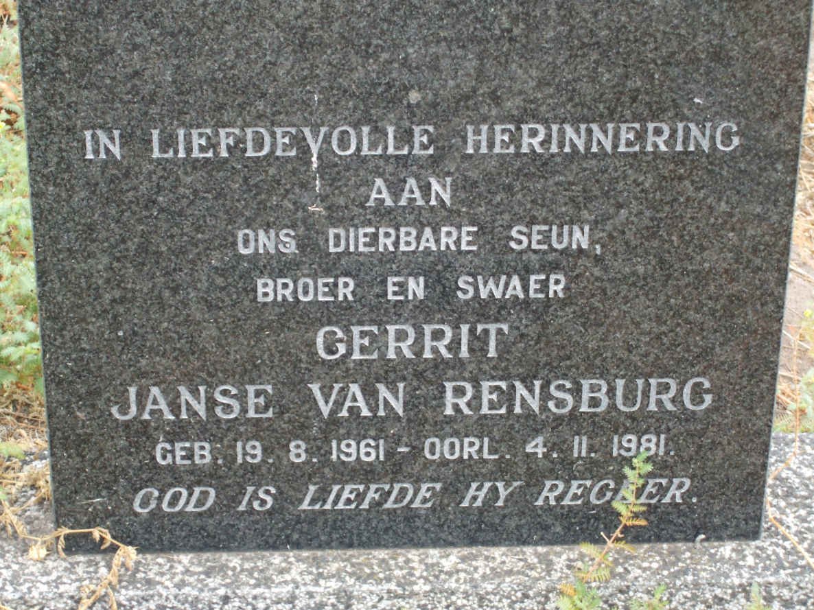 RENSBURG Gerrit, Janse van 1961-1981