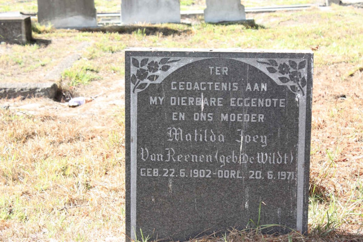 REENEN Matilda Joey, van nee DE WILDT 1902-1971
