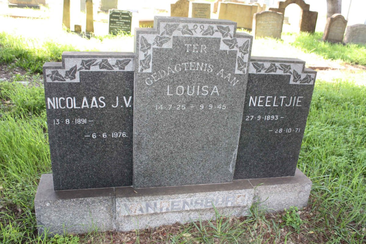RENSBURG Nicolaas J.V., van 1891-1976 &amp; Neeltjie 1893-1971 :: VAN RENSBURG Louisa 1925-1945