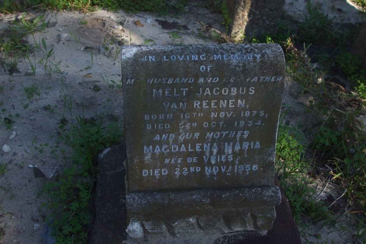 REENEN Melt Jacobus, van 1875-1934 &amp; Magdalena Maria DE VRIES  -1950