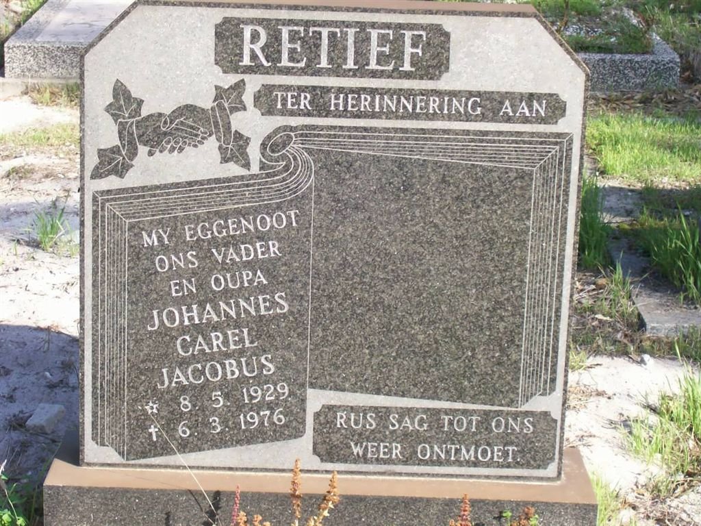 RETIEF Johannes Carel Jacobus 1929-1976