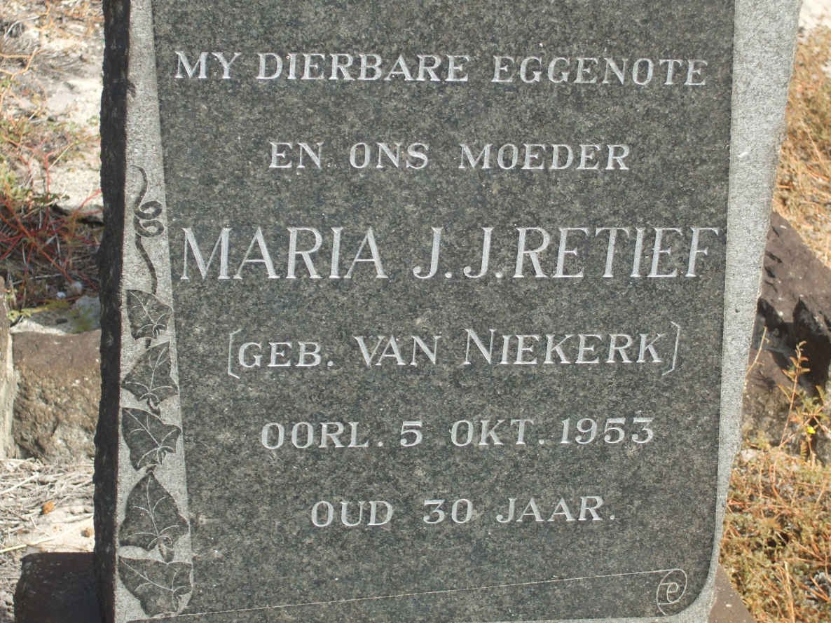 RETIEF Maria J.J. nee VAN NIEKERK −1953