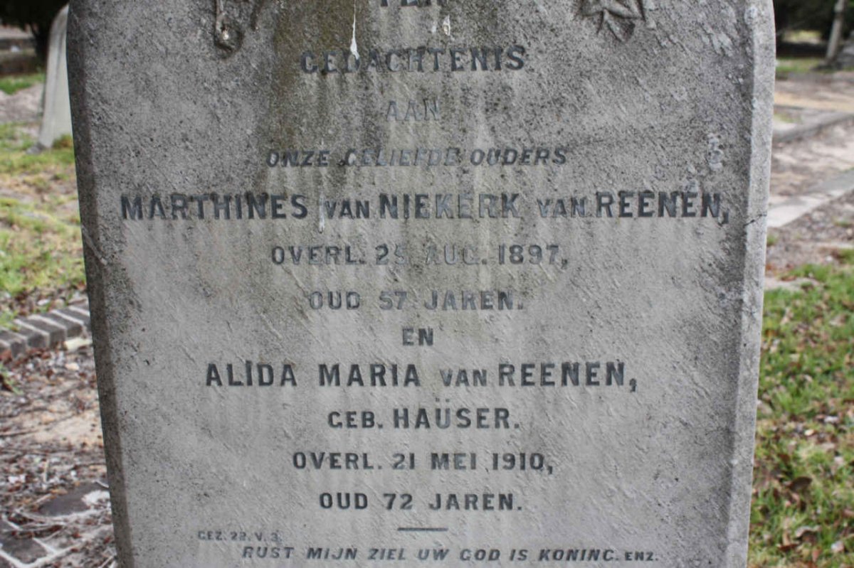 REENEN Marthines van Niekerk, van -1897 &amp; Alida Maria HAUSER -1910
