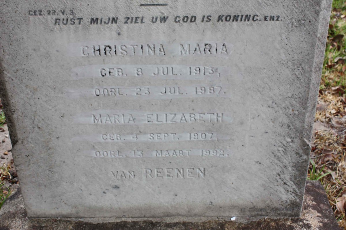 REENEN Christina Maria, van 1913-1987 :: VAN REENEN Maria Elizabeth 1907-1992