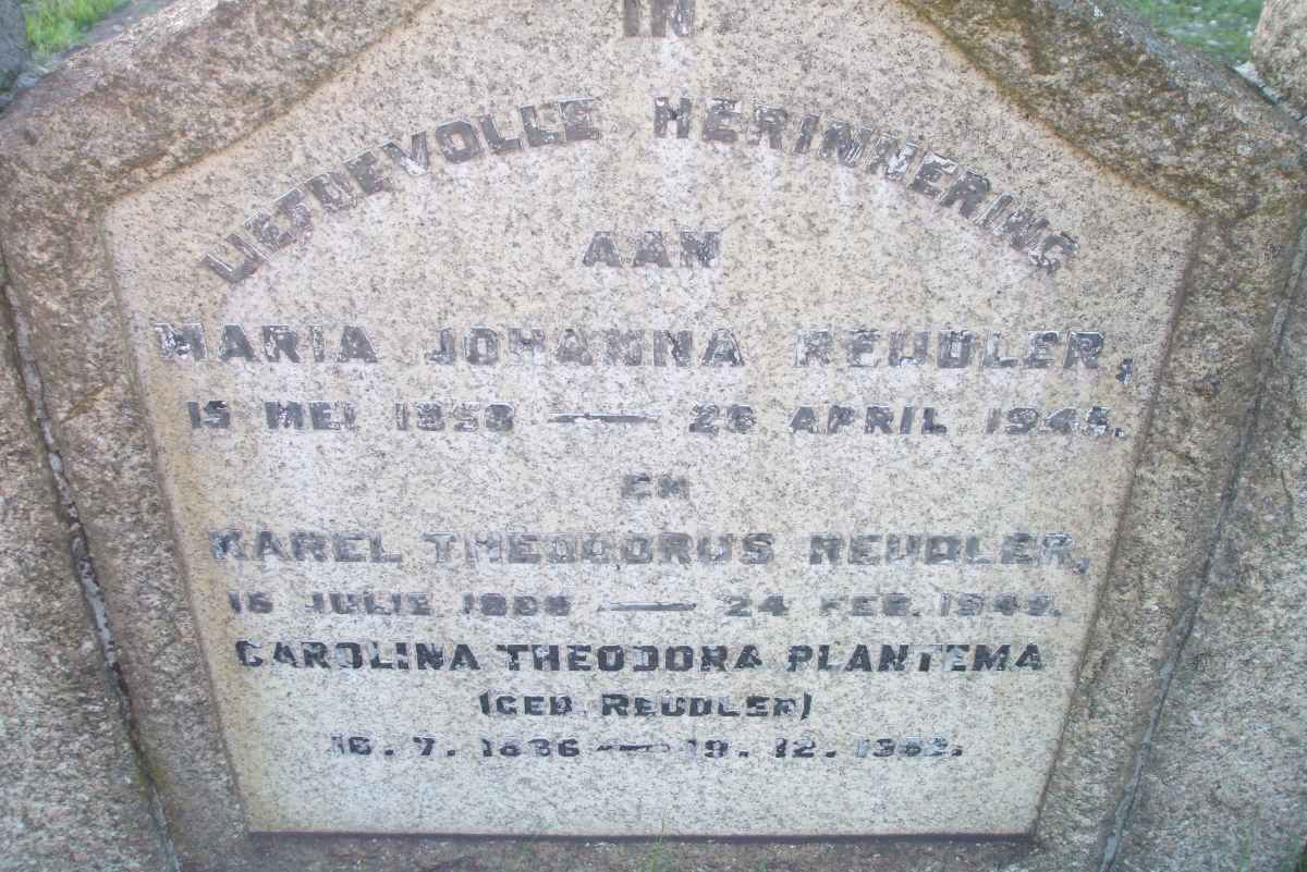 REUDLER Karel Theodorus 1865-1947 &amp; Maria Johanna 1858-194? :: PLANTEMA Carolina Theodora nee REUDLER 1886-1962