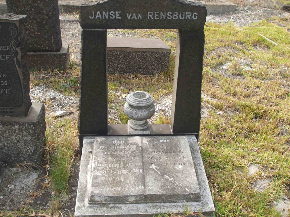 RENSBURG Cornelius Jacob, Janse van -1956 &amp; Johanna P. 1905-1985