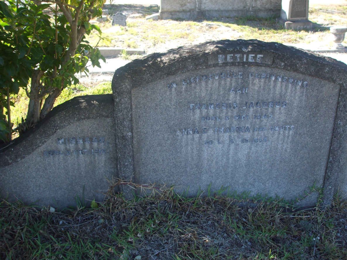 RETIEF Francois Jacobus -1947 &amp; Anna Catharina SMUTS -1958 :: RETIEF Minnaar -1919