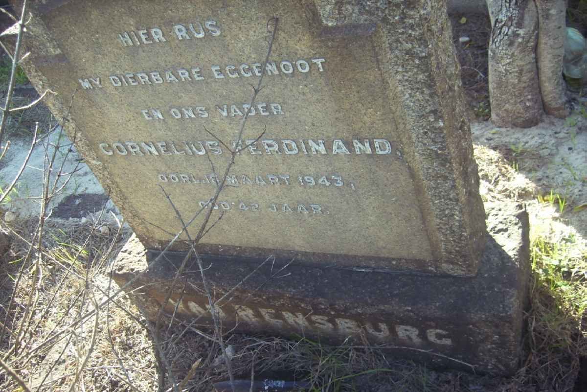 RENSBURG Cornelius Ferdinand, van -1943