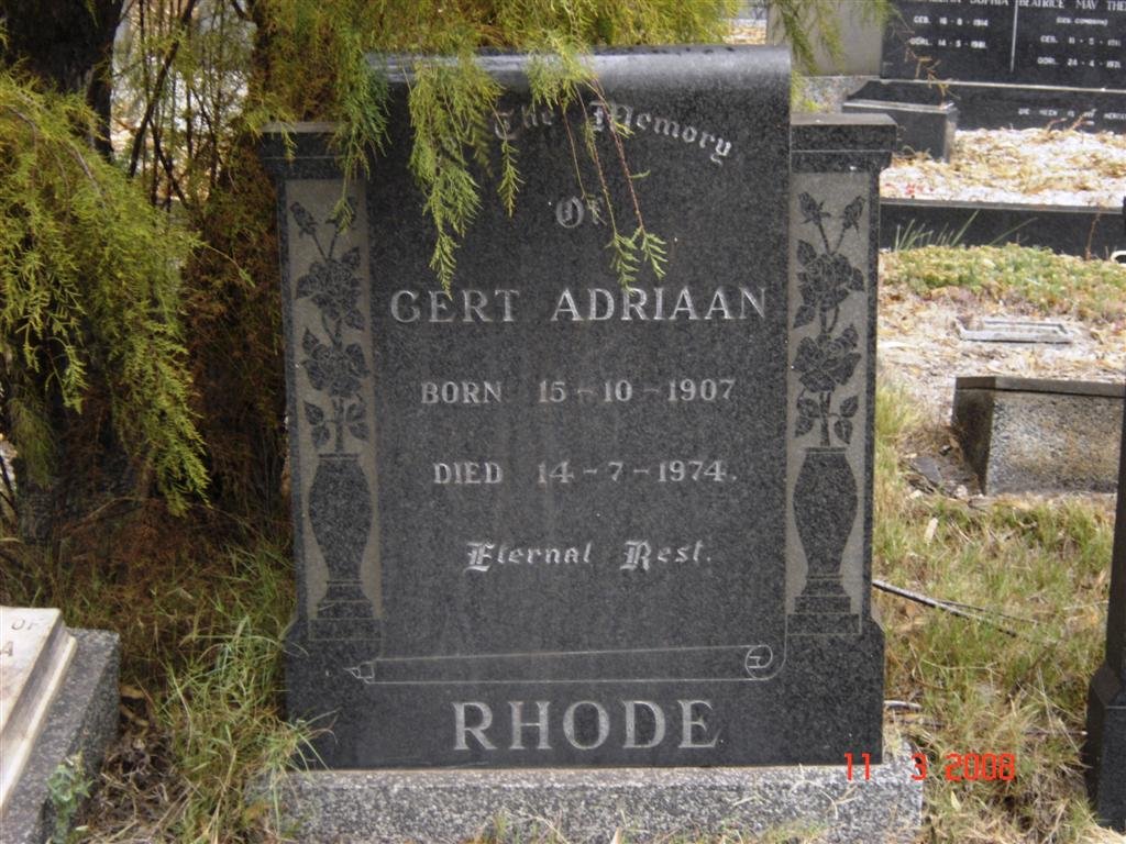 RHODE Gert Adriaan 1907-1974