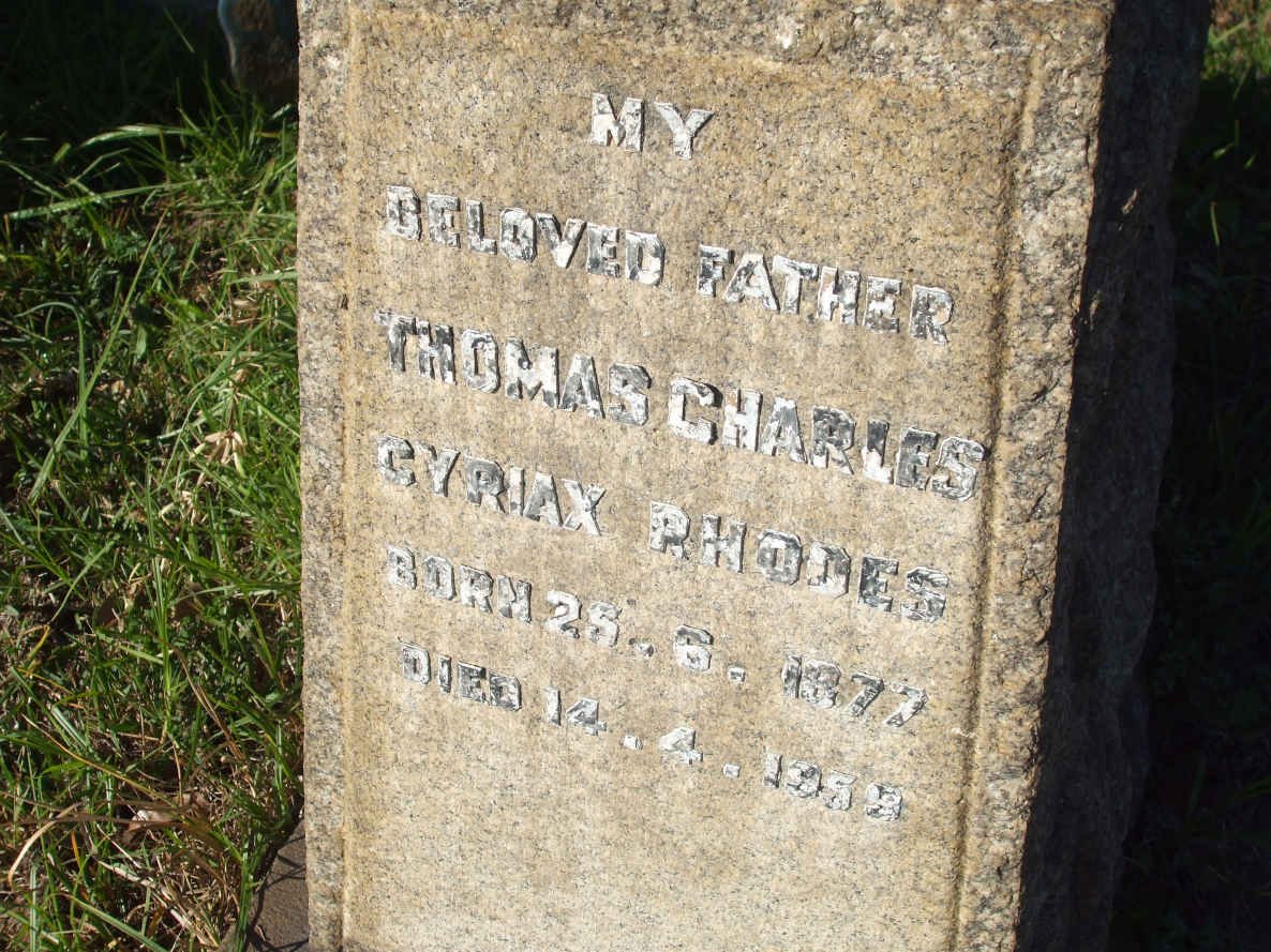 RHODES Thomas Charles Cyriax 1877-1959