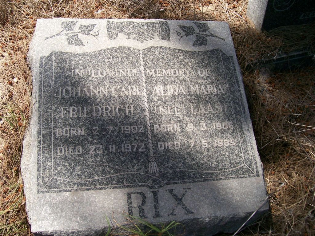RIX Johann Carl Friedrich 1902-1972 &amp; Alida Maria LAAS 1906-1985