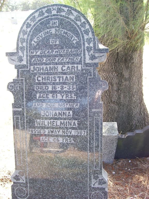 RIX Johann Carl Christian -1935 &amp; Johanna Wilhelmina -1967