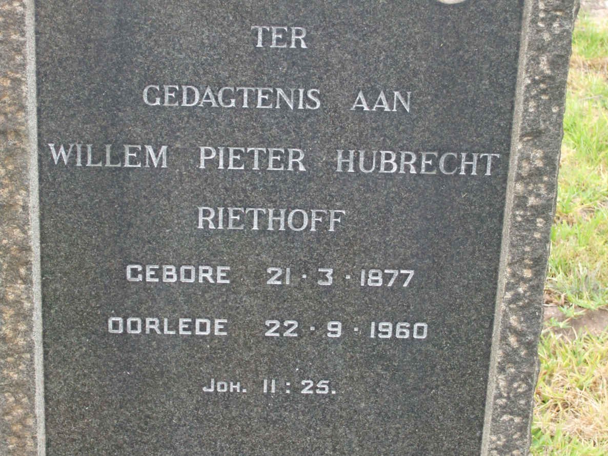 RIETHOFF Willem Pieter Hubrecht 1877-1960