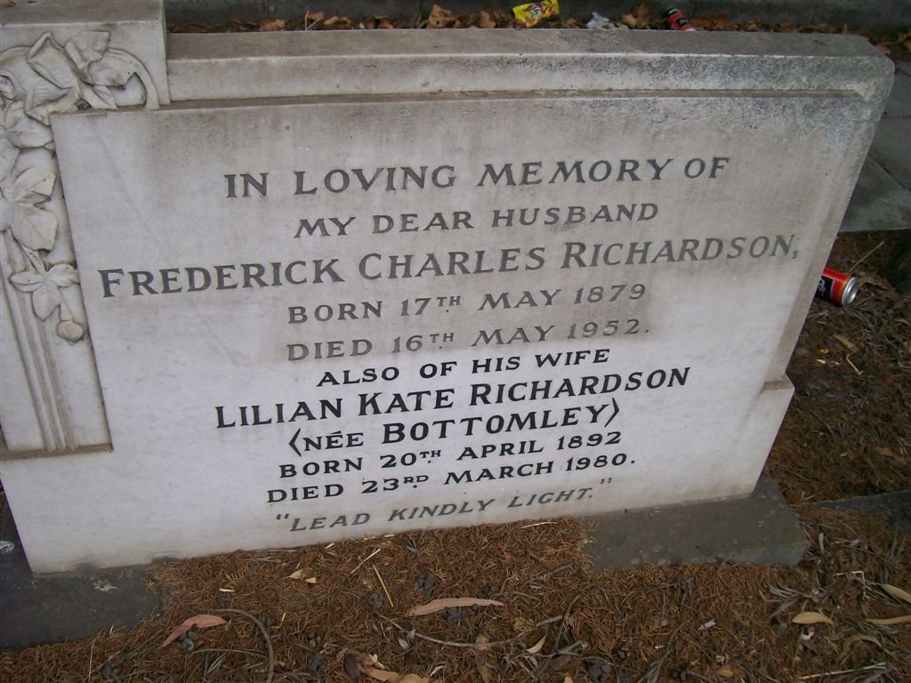 RICHARDSON Frederick Charles 1879-1952 &amp; Lilian Kate BOTTOMLEY 1892-1980