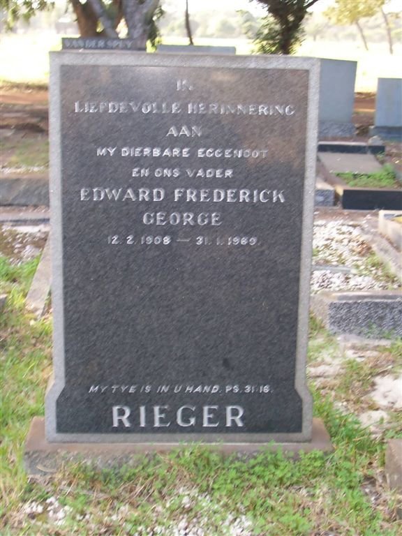 RIEGER Edward Frederick George 1908-1969