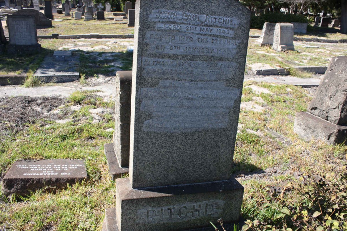 RITCHIE John Paul 1843-1920 &amp; Phebe Milligan -1930