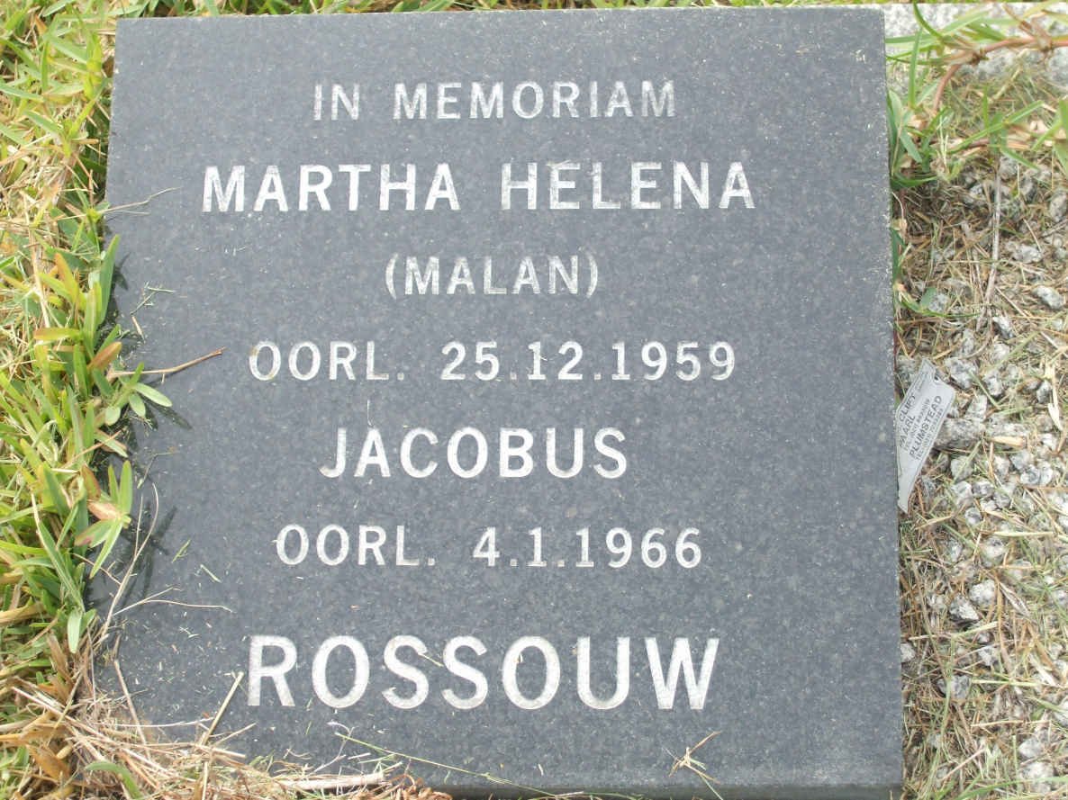 ROSSOUW Jacobus -1966 &amp; Martha Helena MALAN -1959