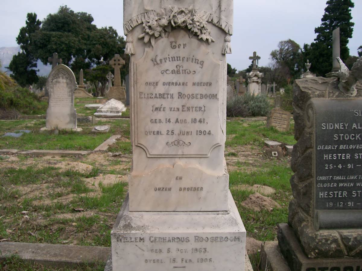 ROOSEBOOM Elizabeth nee VAN ENTER 1841-1904 :: ROOSEBOOM Willem Gerhardus 1863-1905