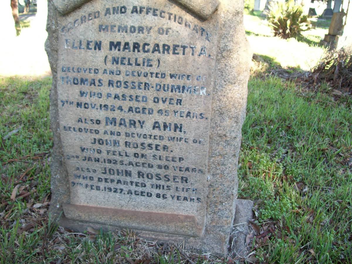 ROSSER John -1927 &amp; Mary Ann -1925 :: ROSSER-DUMMER Ellen Margaretta -1924