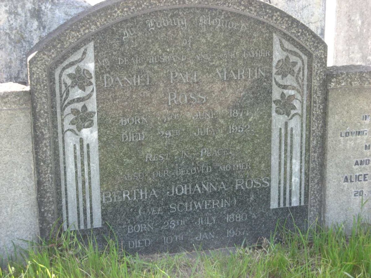 ROSS Daniel Paul Martin 1877-1952 &amp; Bertha Johanna SCHWERIN 1880-1957