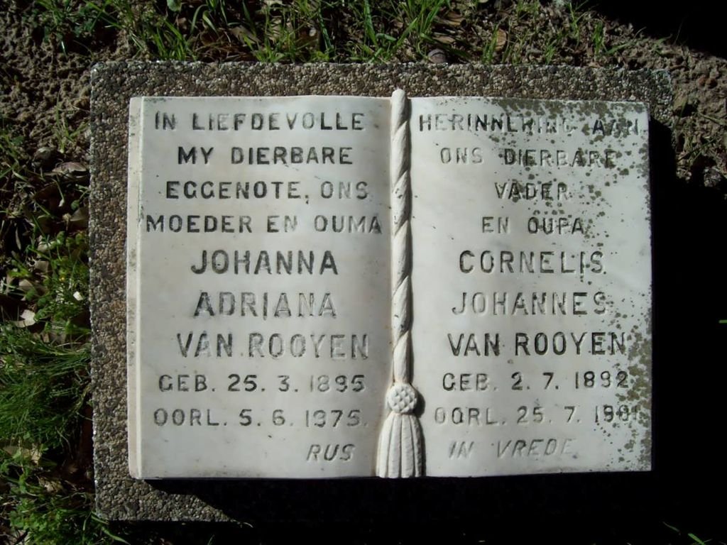 ROOYEN Cornelis Johannes, van 1892-1981 &amp; Johanna Adriana 1895-1975