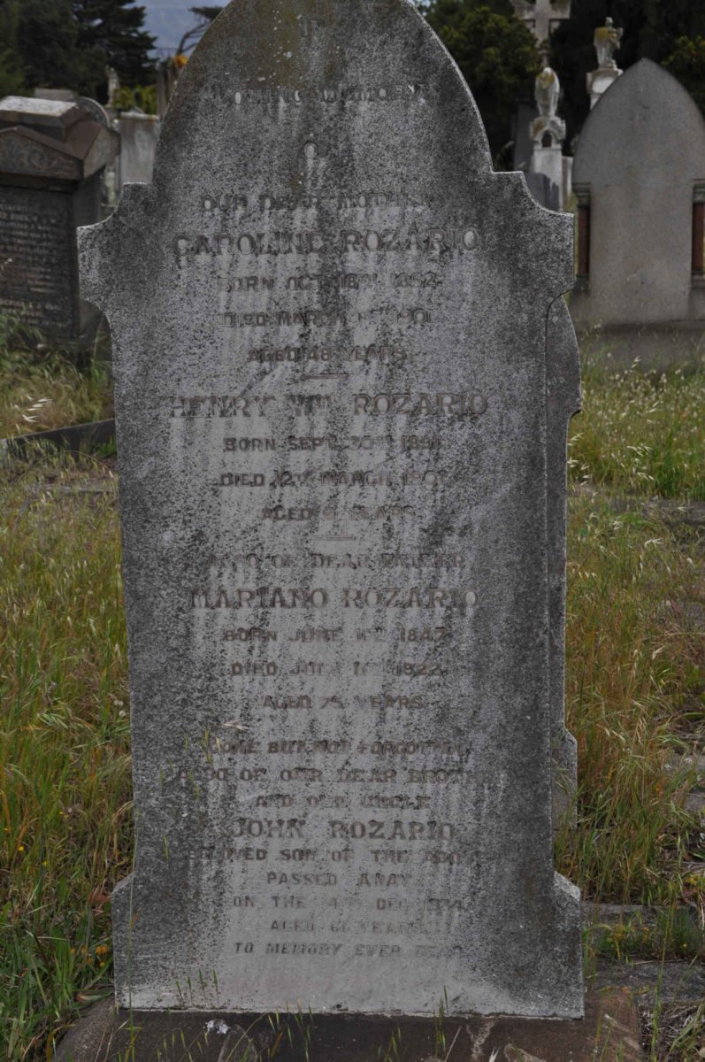 ROZARIO Mariano 1847-1922 &amp; Caroline 1852-1901 :: ROZARIO John 1874-1934 :: ROZARIO Henry 1891-1901