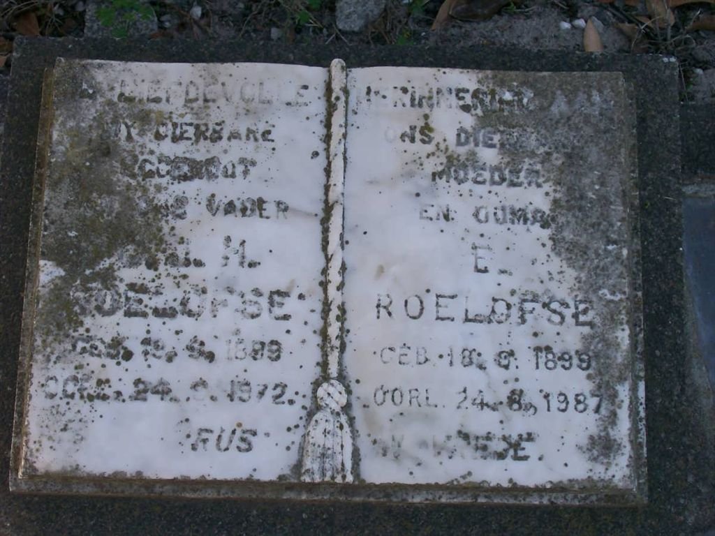 ROELOFSE ?.M. 1899-1972 &amp; E. 1899-1987