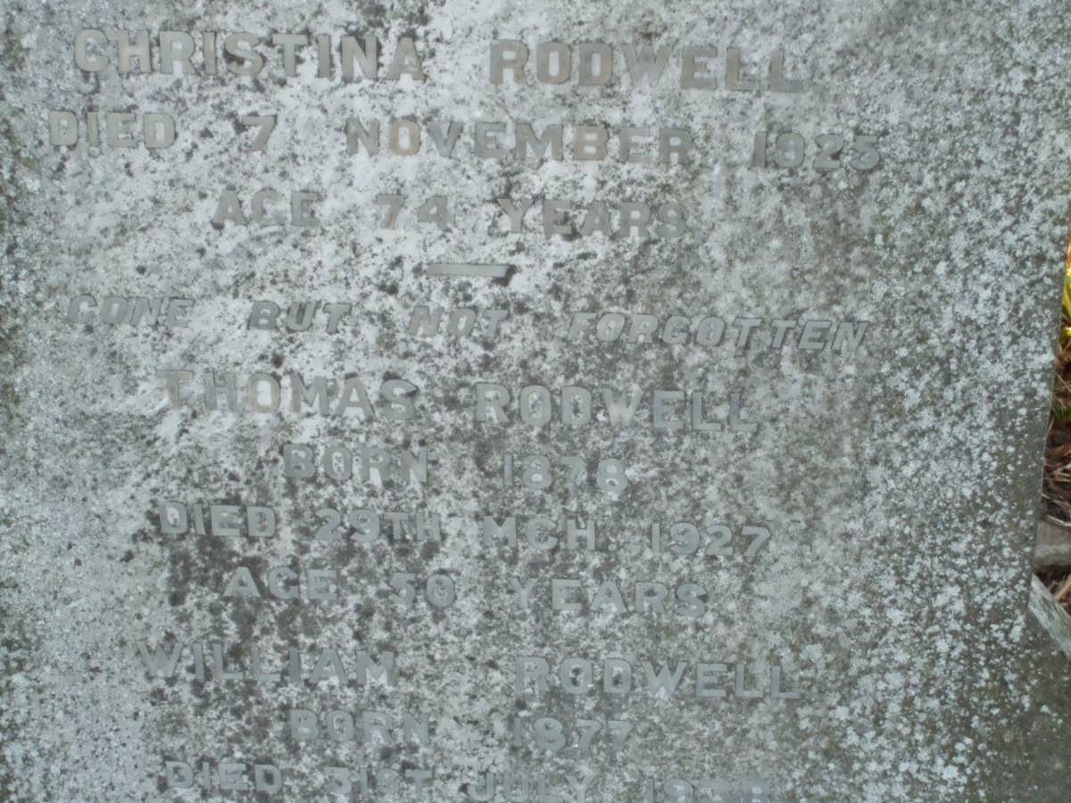 RODWELL Christina -1925 :: RODWELL Thomas 1878-1927 :: RODWELL William 1877-19?