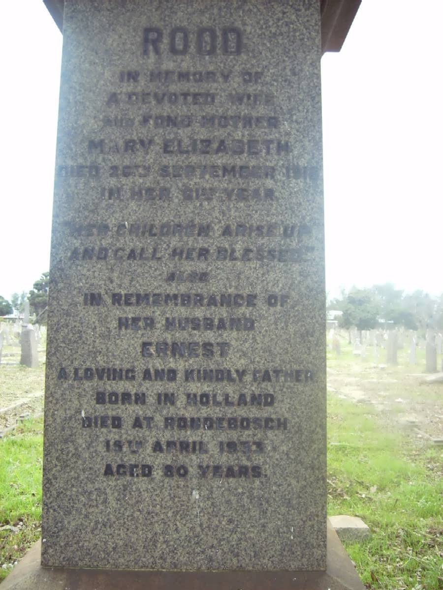 ROOD Ernest -1933 &amp; Mary Elizabeth - 1918