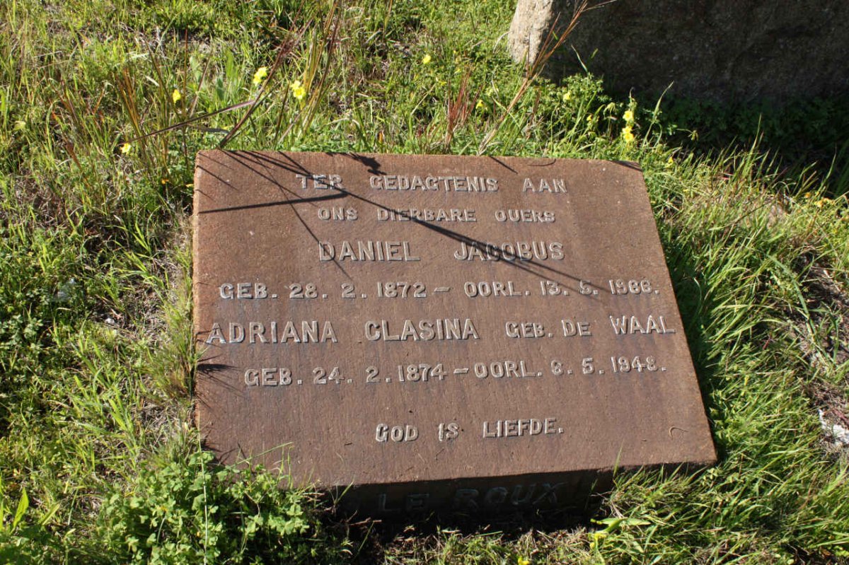 ROUX Daniel Jacobus, le 1872-1966 &amp; Adriana Clasina DE WAAL 1874-1948