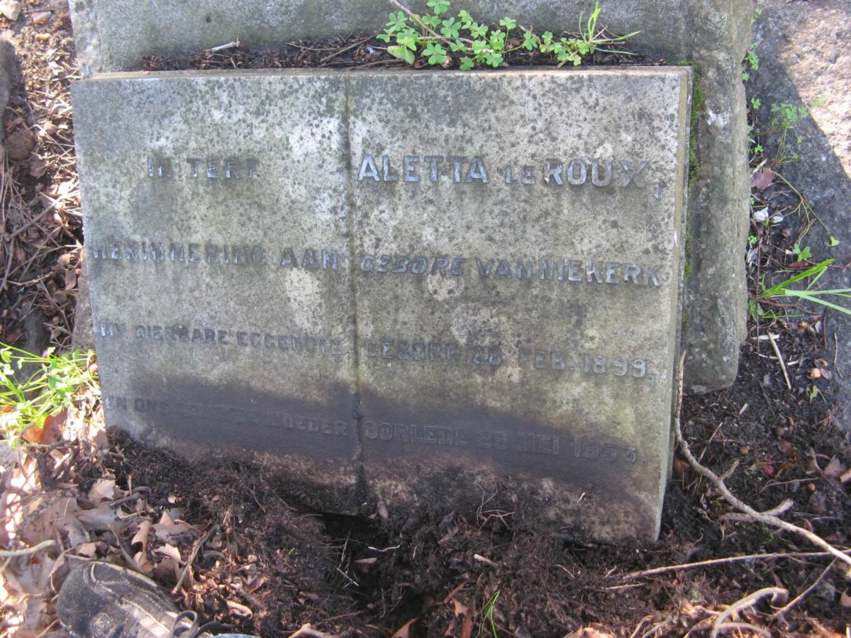 ROUX Aletta, le nee VAN NIEKERK 1899-1953