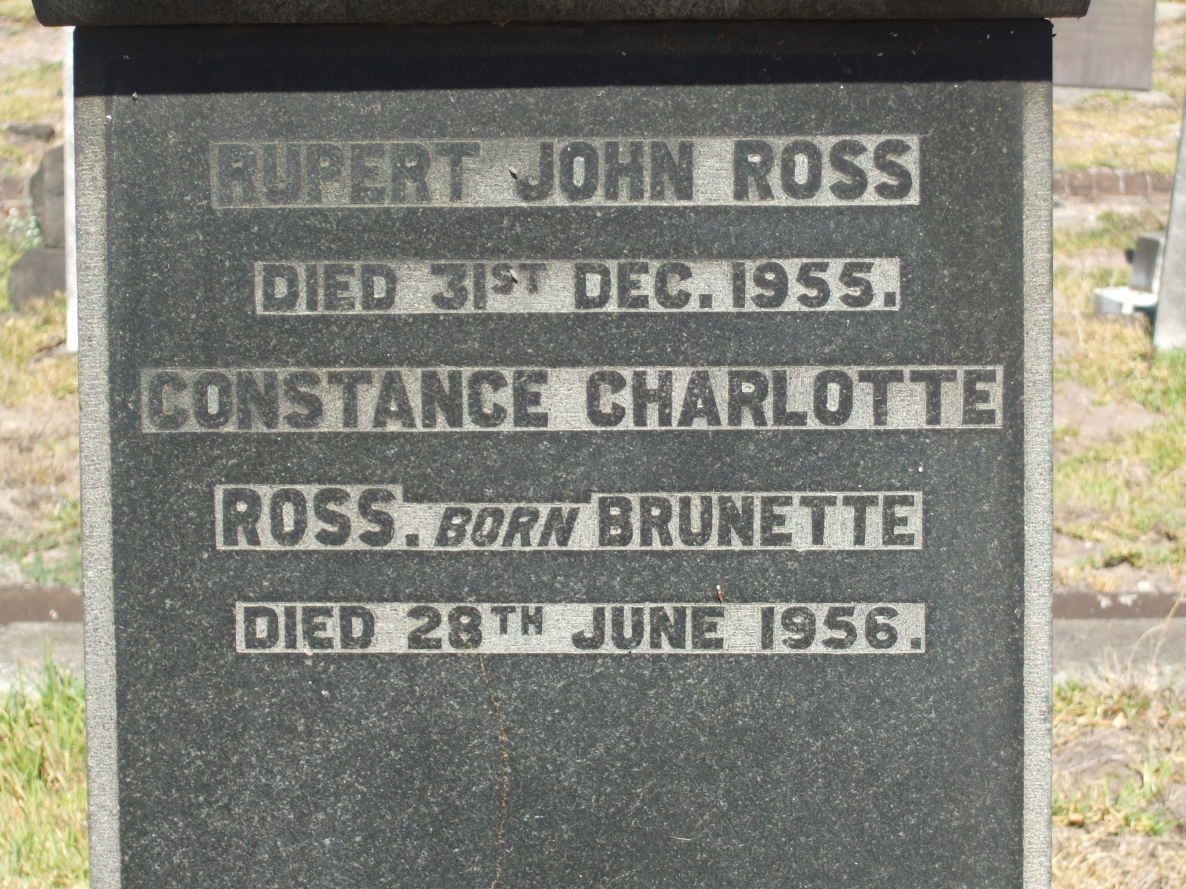 ROSS Rupert John -1955 &amp; Constance Charlotte BRUNETTE -1956