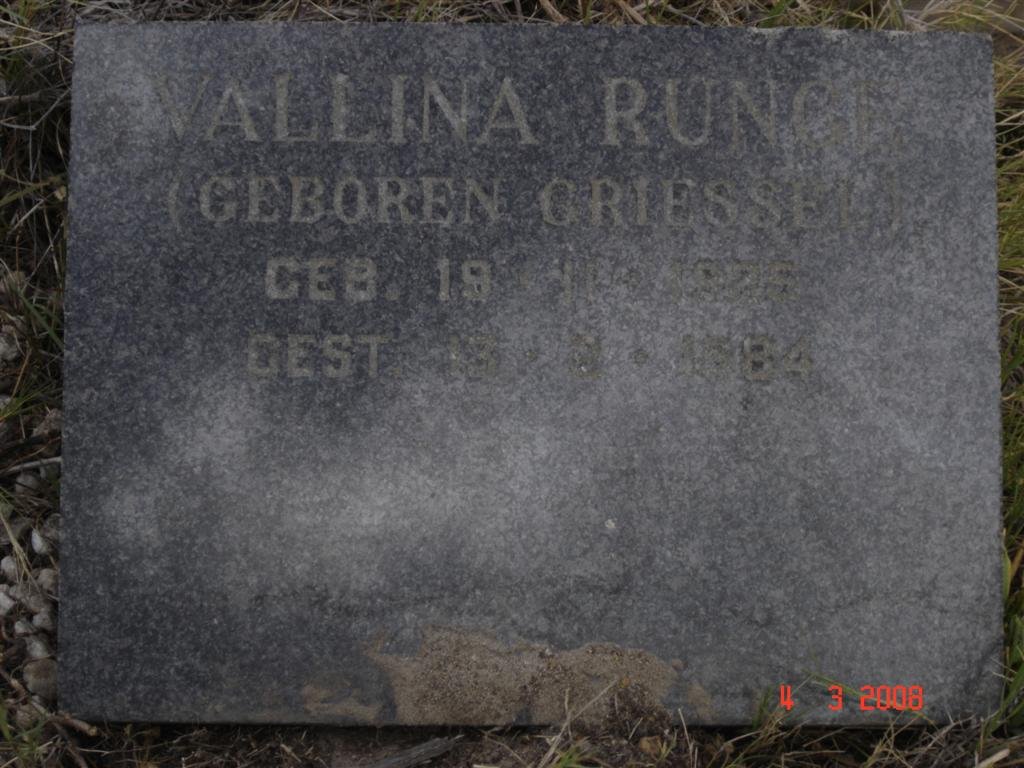 RUNCH Vallina nee GRIESSEL 1925-1984