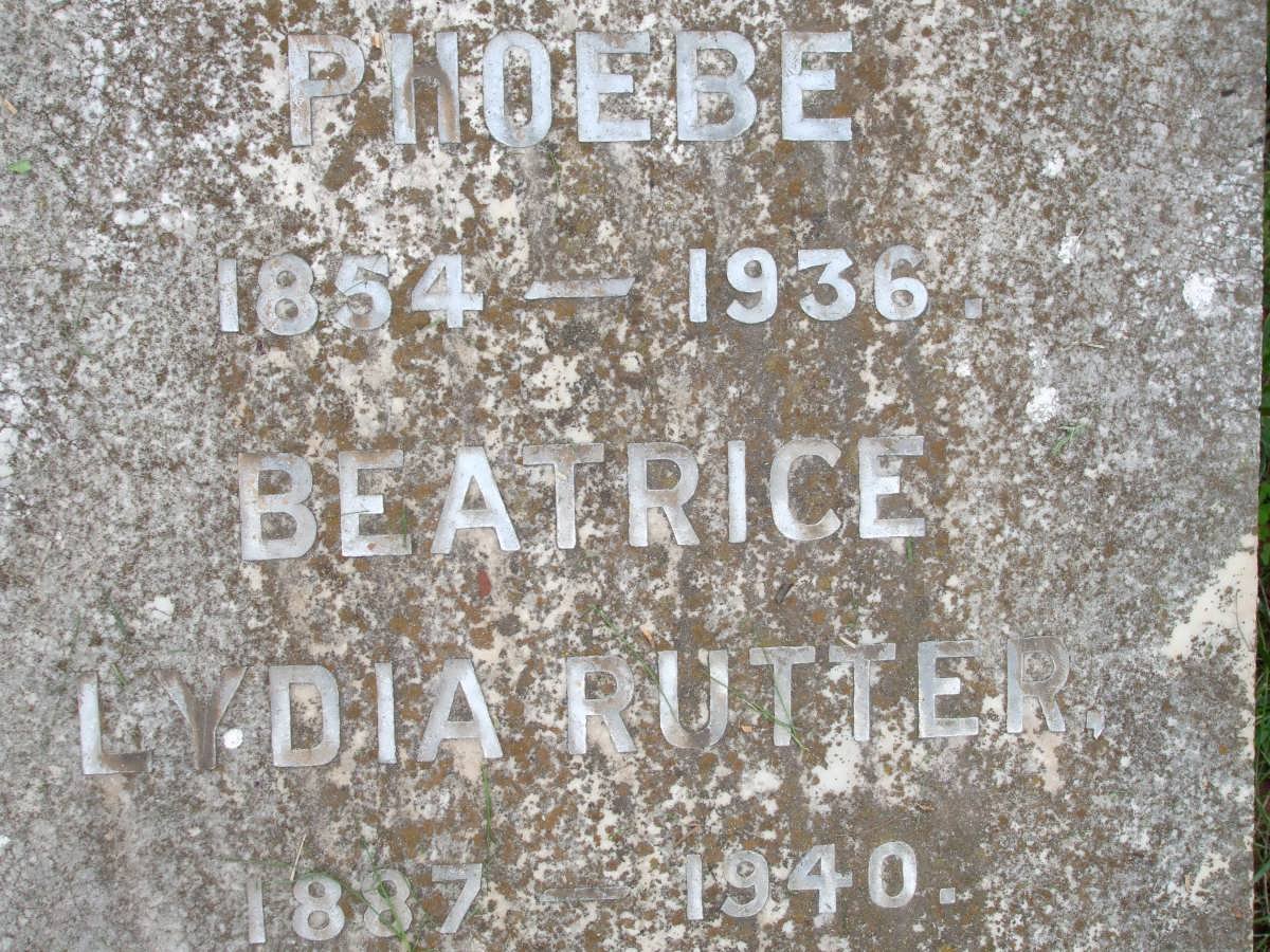 RUTTER Phoebe 1854-1936 :: RUTTER Beatrice Lydia 1887-1940
