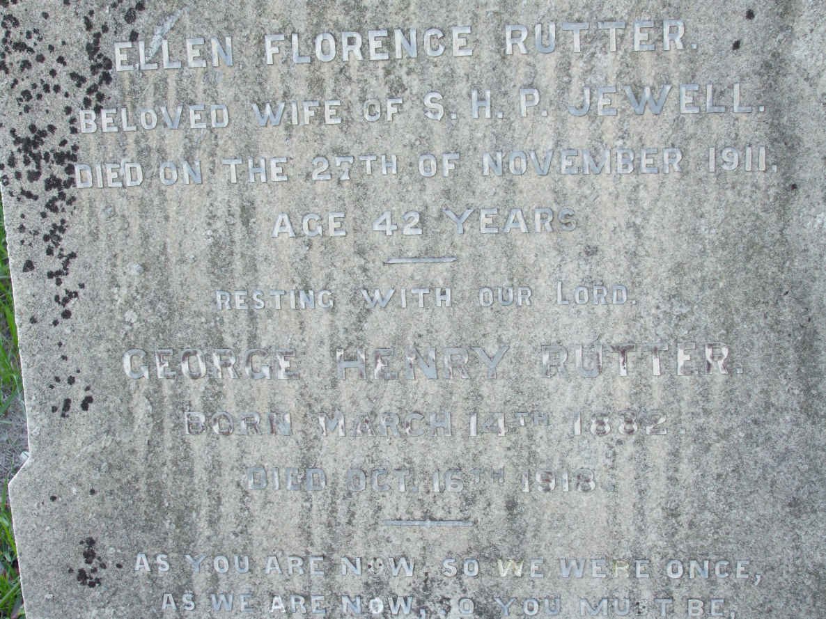 RUTTER George Henry 1882-1918 :: JEWELL Ellen Florence nee RUTTER  -1911 