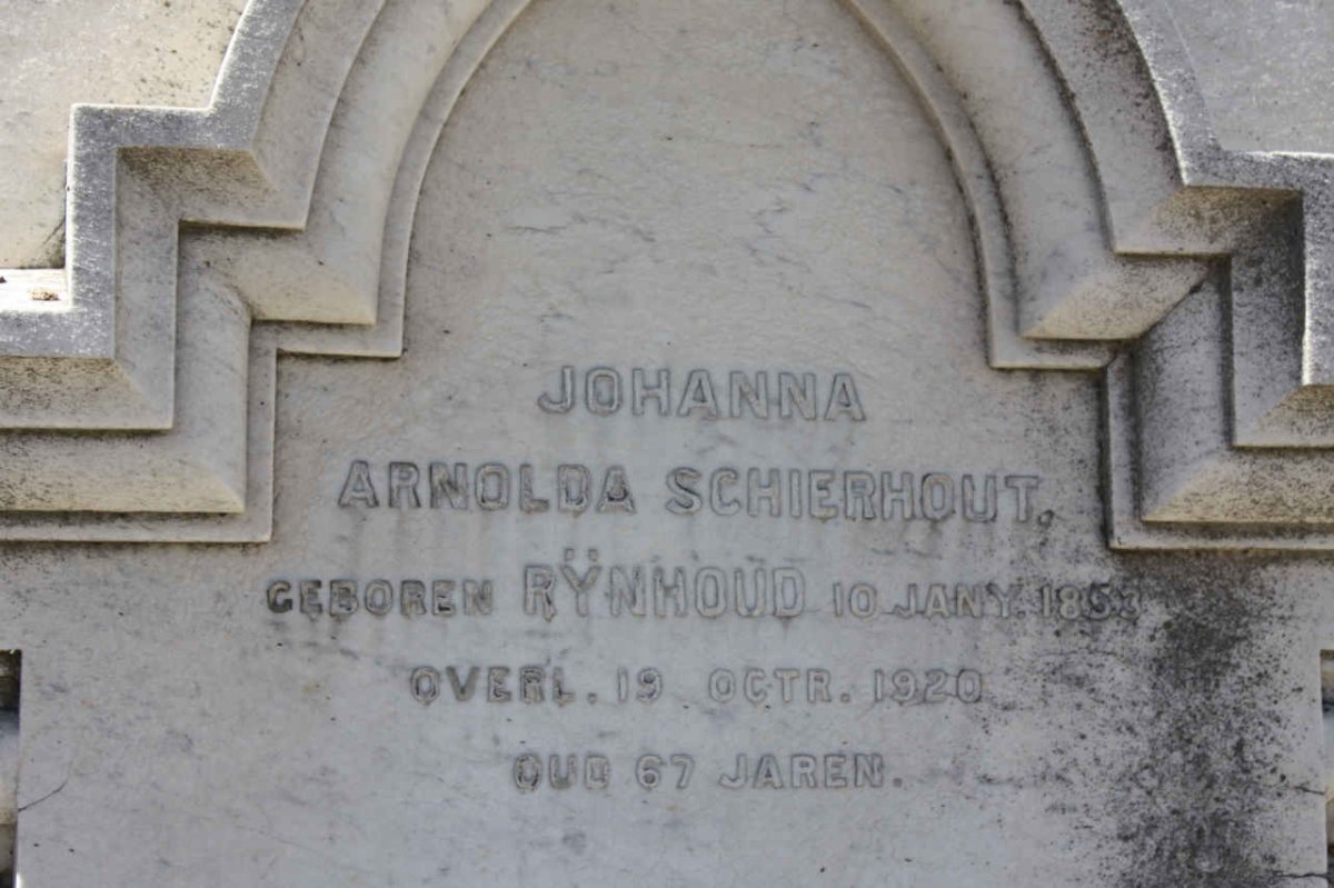 SCHIERHOUT Johanna Arnolda nee RYNHOUD 1853-1920