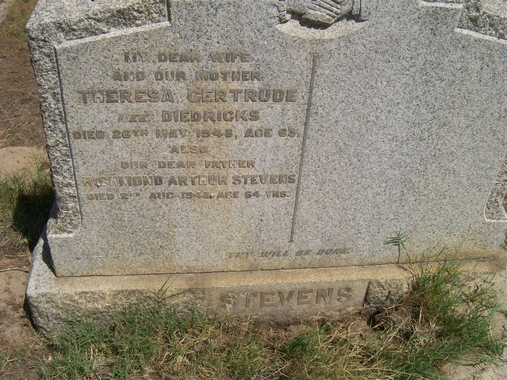 STEVENS Richmond Arthur -1948 &amp; Theresa Gertrude DIEDERICKS -1948