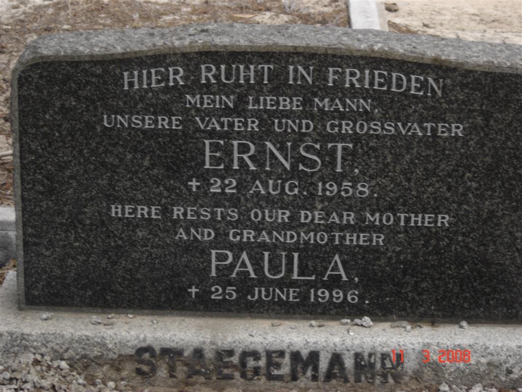 STAEGEMANN Ernst -1958 &amp; Paula -1996