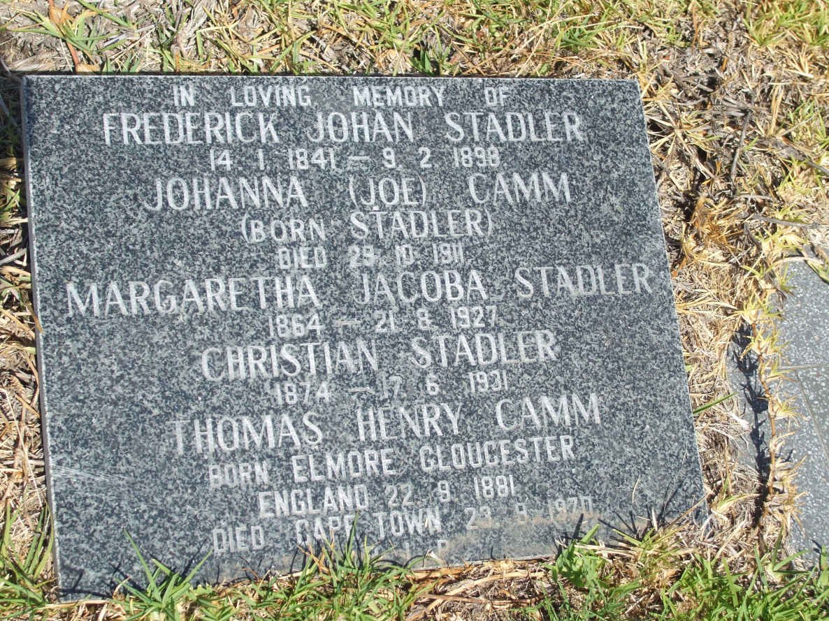 STADLER Frederick Johan 1841-1898 :: STADLER Margaretha Jacoba 1864-1927 :: STADLER Christian 1874-1931