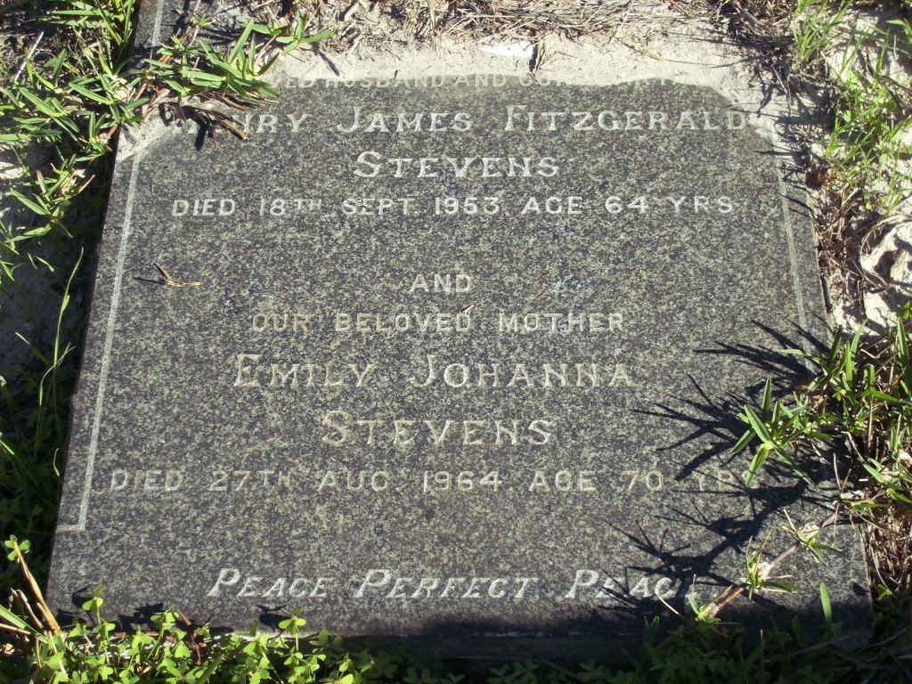 STEVENS Henry James Fitzgerald -1953 &amp; Emily Johanna  -1964 