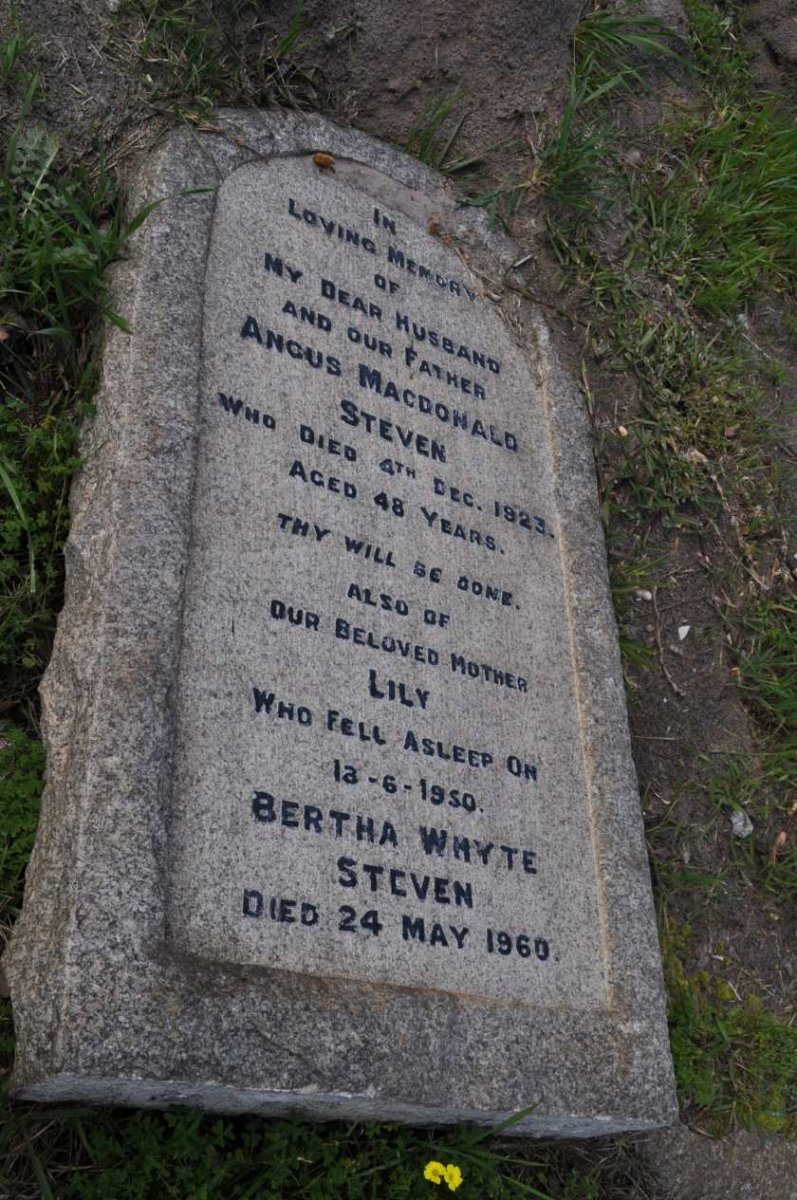 STEVEN Angus McDonald -1923 &amp; Lily -1950 :: STEVEN Bertha Whyte -1960