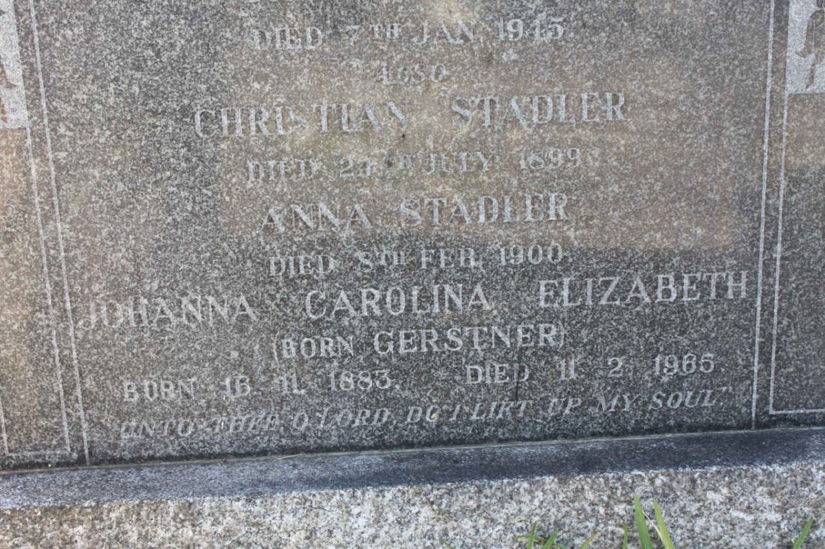 STADLER Johanna Carolina Elizabeth nee GERSTNER 1883-1965