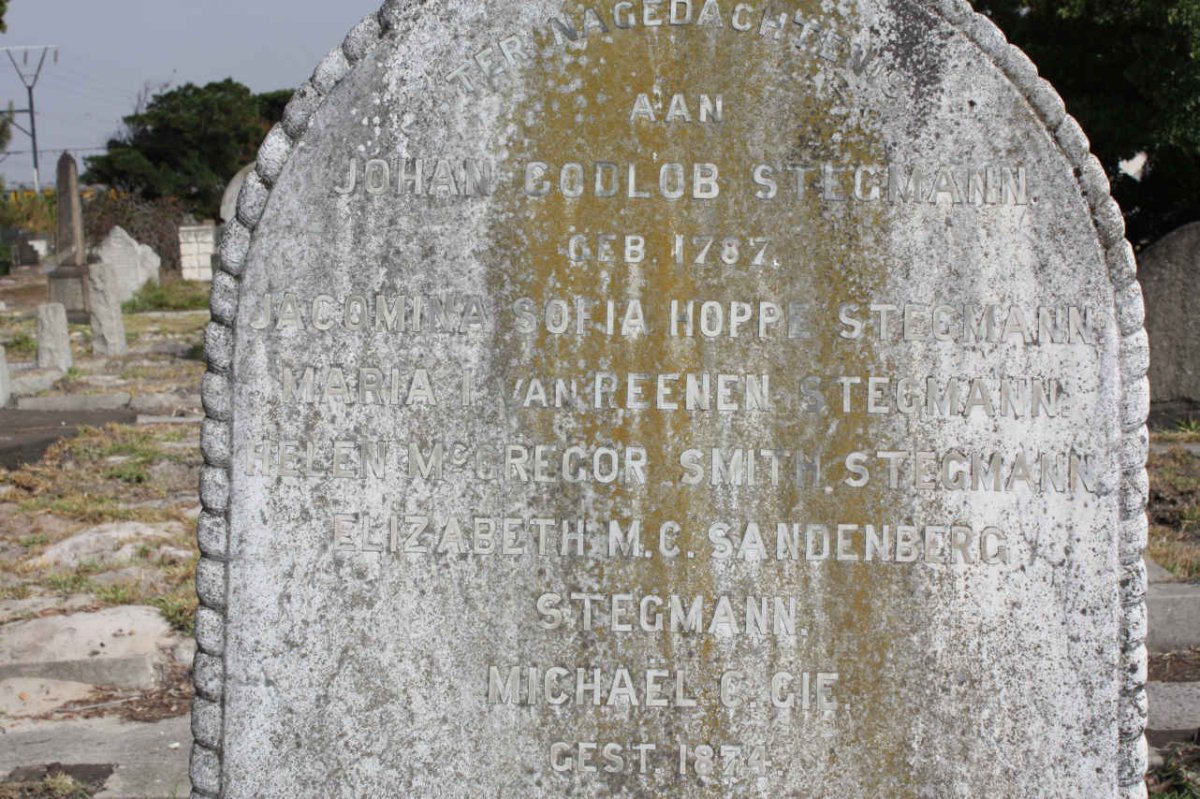 STEGMANN Johan Godlob 1787- &amp; Jacomina Sofia HOPPE