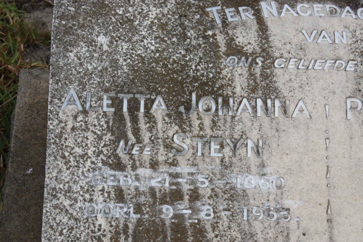 STEYN Aletta Johanna nee STEYN 1860-1935