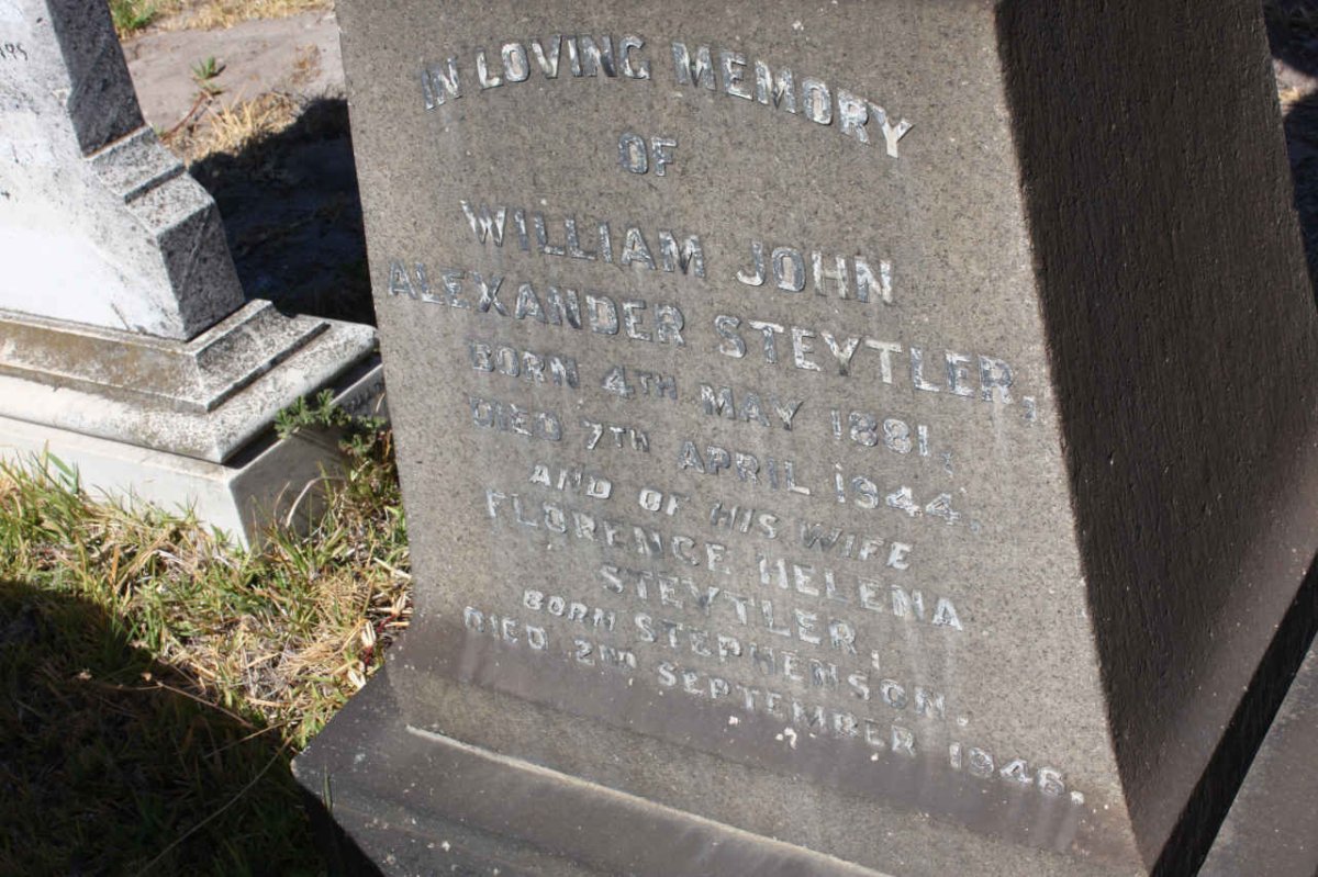 STEYTLER William John Alexander 1881-1944 &amp; Florence Helena STEPHENSON -1946