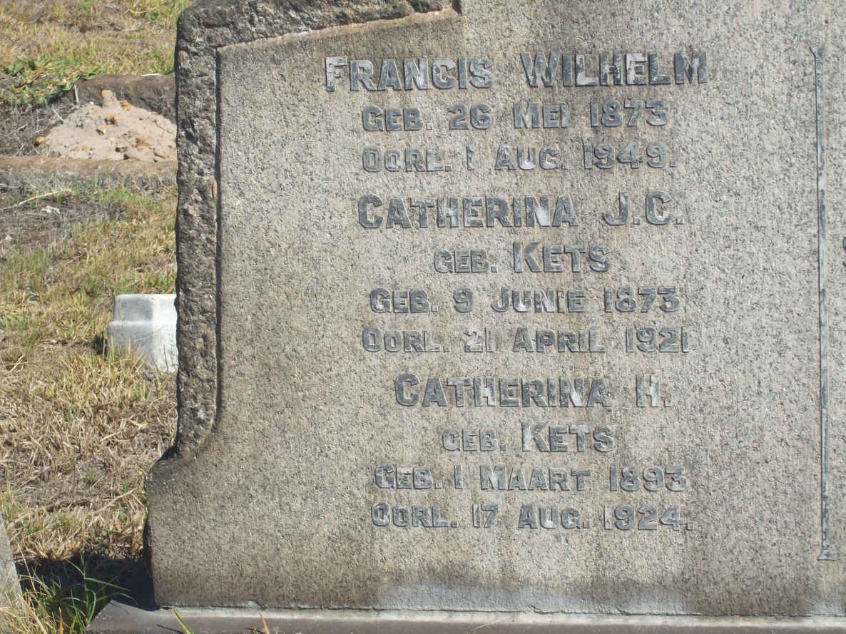 STOFFBERG Francis Wilhelm 1875-1949 &amp; Catharina J.C. KETS 1875-1921 :: STOFFBERG Catharina H. nee KETS 1893-1924