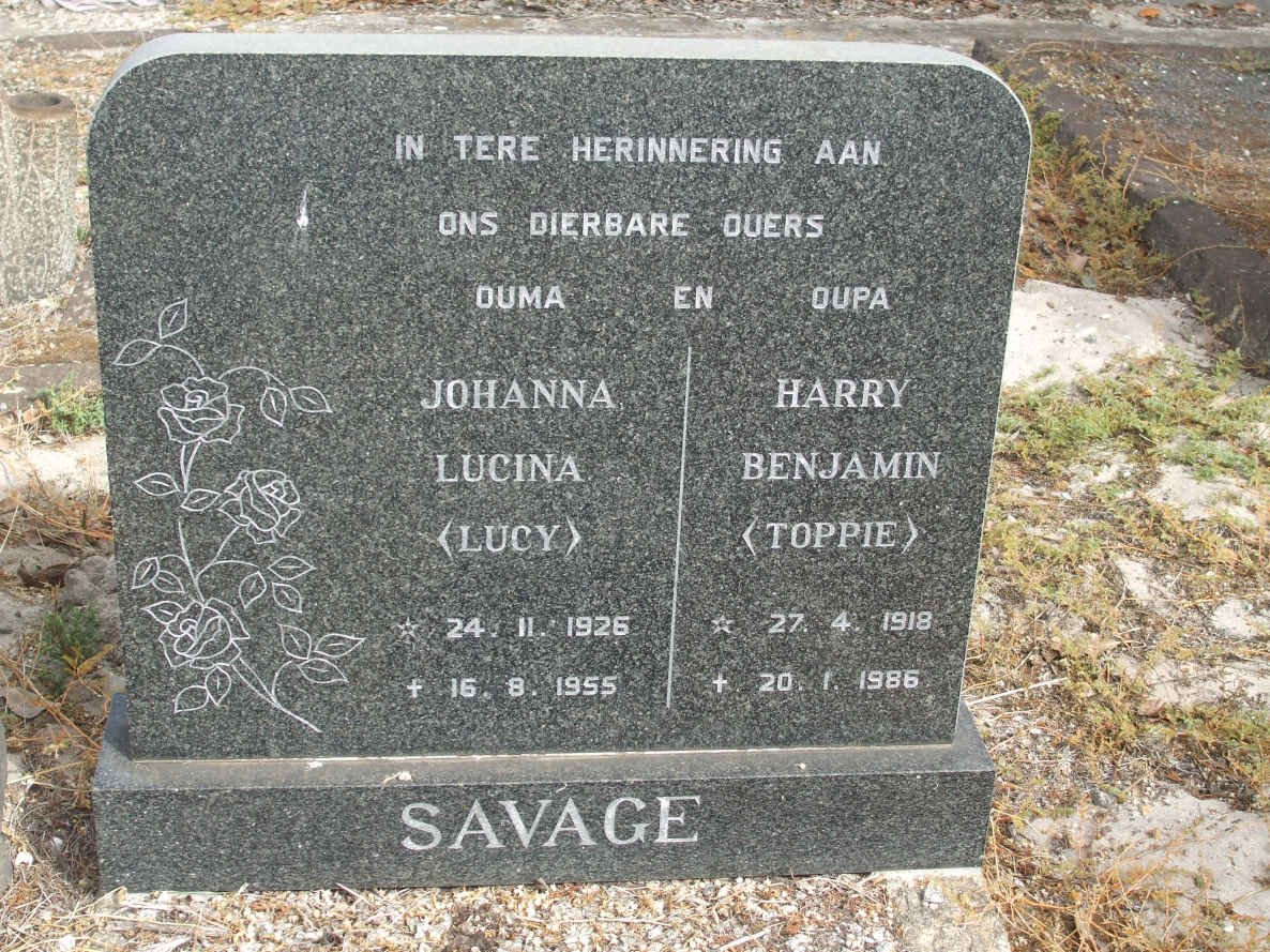 SAVAGE Harry Benjamin 1918-1986 &amp; Johanna Lucina 1926-1955
