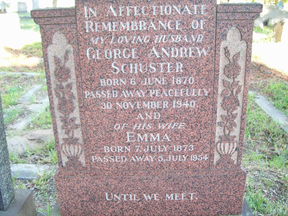 SCHUSTER George Andrew 1870-1940 &amp; Emma 1873-1954