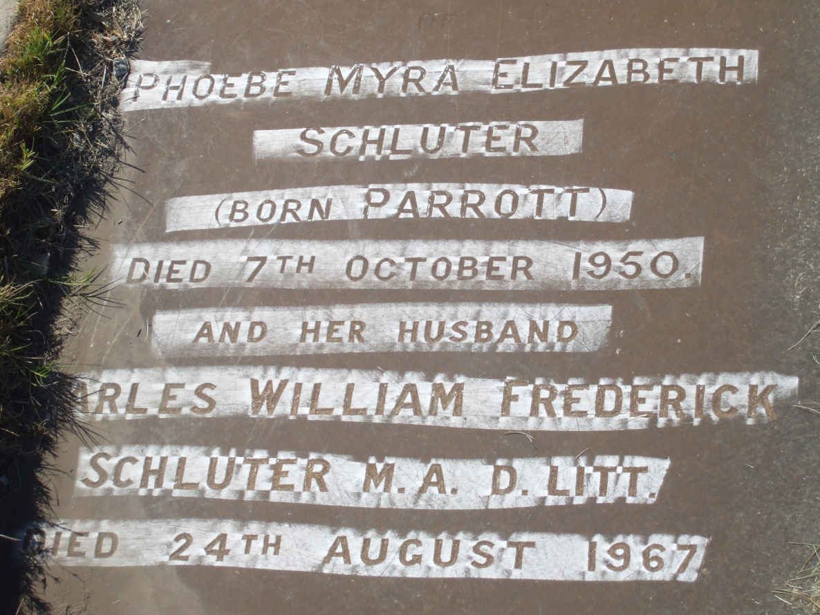 SCHLUTER Charles William Frederick -1967 &amp; Phoebe Myra Elizabeth PARROTT -1950