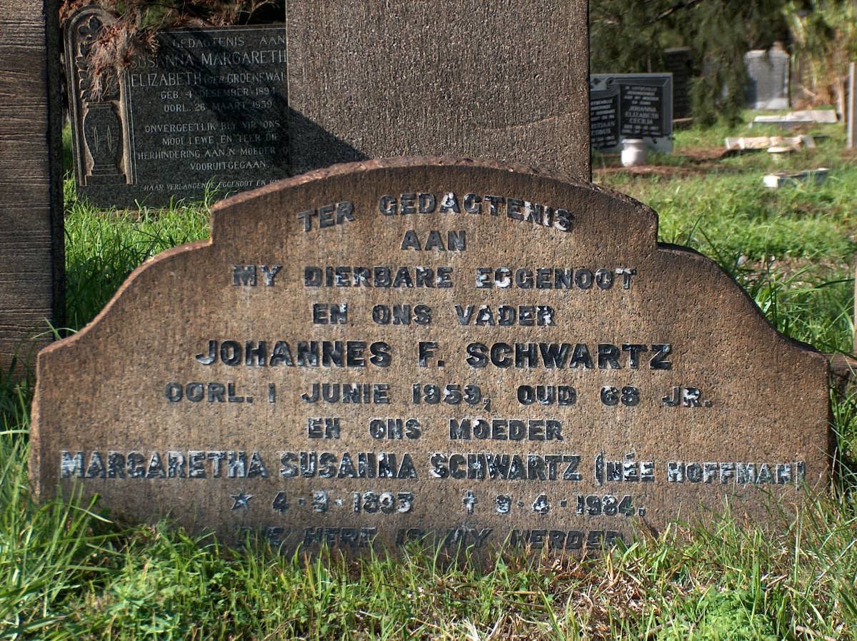 SCHWARTZ Johannes F. -1959 &amp; Margaretha Susanna HOFFMAN 1895-1984
